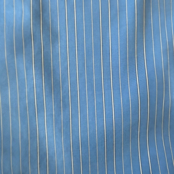 Vintage 80s Roundtree & Yorke Gold Label Pinpoint Non-Iron Dress Shirt 16.5 Blue - Picture 3 of 13